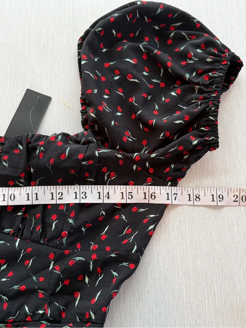 Lulus Compelling Flirt Black Floral Lace-Up Puff Sleeve Midi Dress Size S NWT - Picture 7 of 11